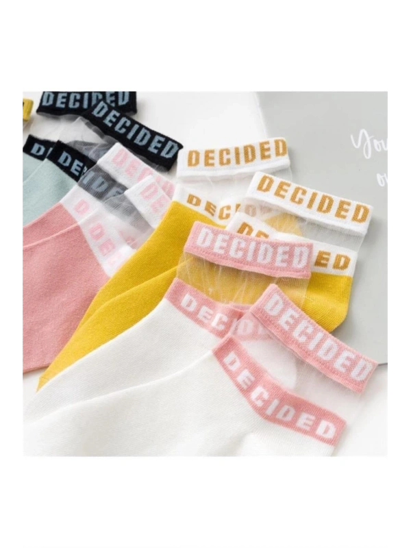 5 Çift Kadın Desenli Tül Çorap