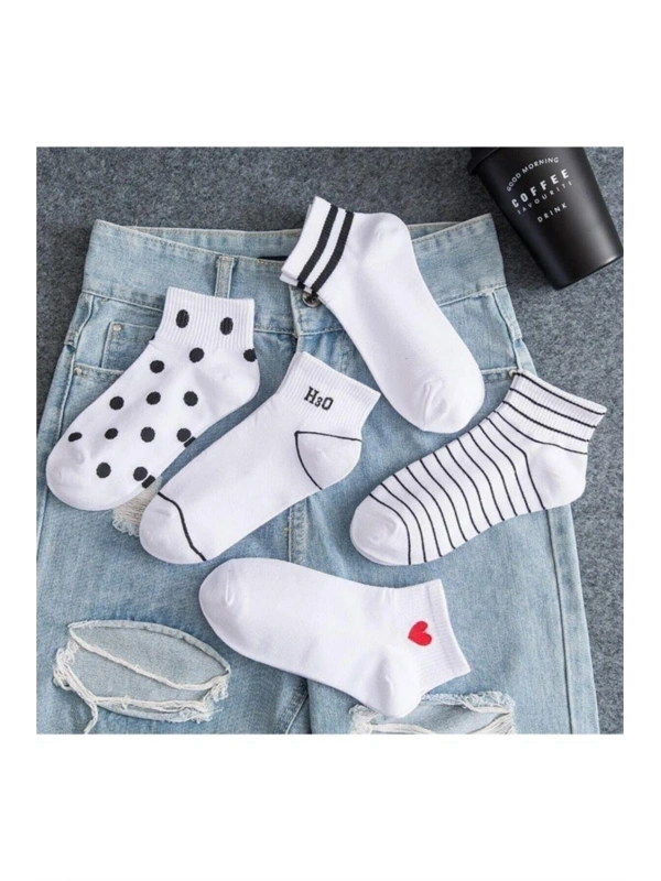 5’li Kadın Desenli Patik Çorap