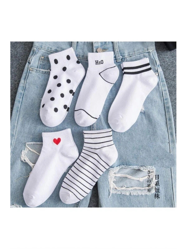 5’li Kadın Desenli Patik Çorap