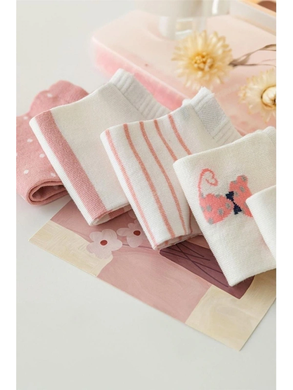 5’li Kedi Desenli Kadın Çorap