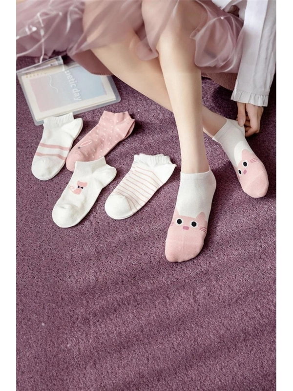 5’li Kedi Desenli Kadın Çorap