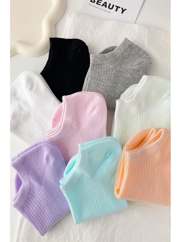 Unisex 8 Çift Renkli Soft Çizgili Çorap