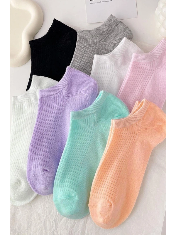 Unisex 8 Çift Renkli Soft Çizgili Çorap