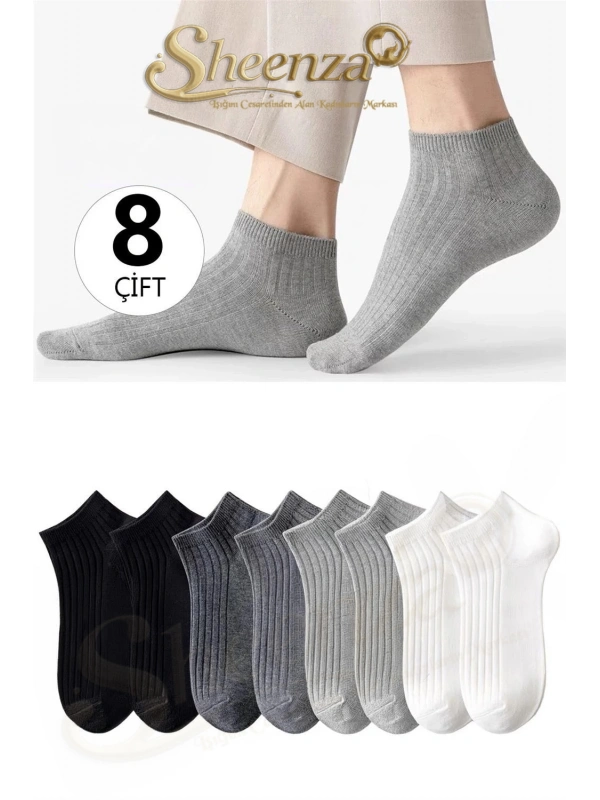 Unisex 8 Çift Renkli Çizgili Çorap