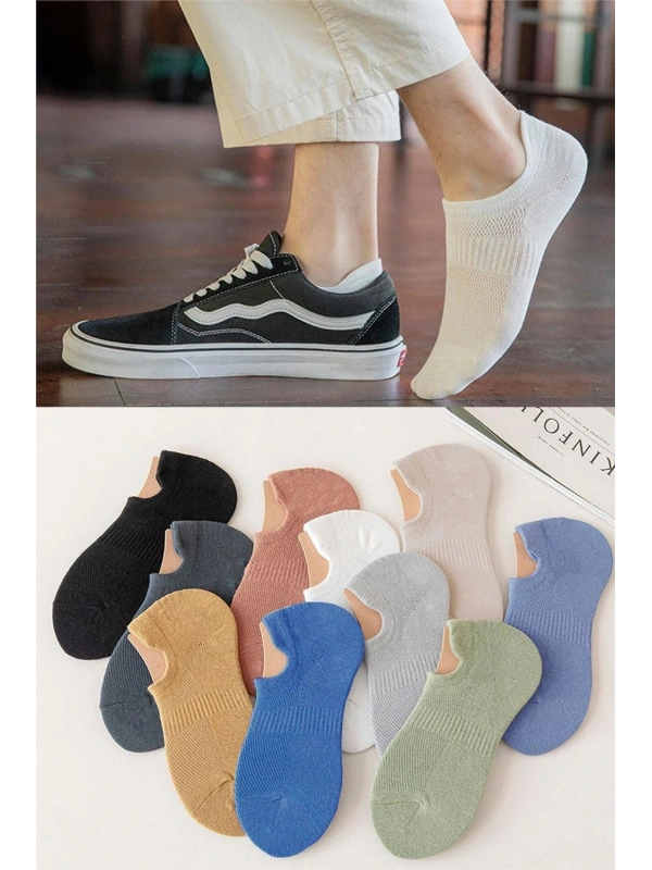 Unisex 10 Çift Görünmez Renkli Çorap