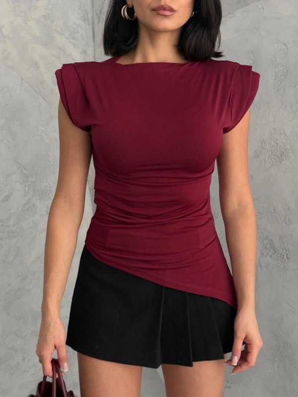 Sheenza Vatkalı Asimetrik Kesim Sandy Bluz