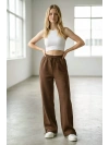 Sheenza Kadın Kahverengi Relax Fit Eşofman Altı – Geniş Paça