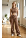 Sheenza Kadın Kahverengi Relax Fit Eşofman Altı – Geniş Paça