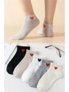 5 Çift Kadın Kalp Desenli Kısa Çorap