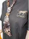 Sheenza Kadın Leopar Fular Detaylı Oversize Tişört