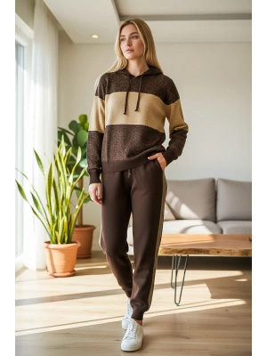 Kapüşonlu Triko Kazak & Pantolon Takım