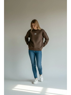 Sheenza Kadın Kahverengi Bisiklet Yaka Sweatshirt