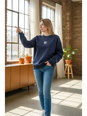 Sheenza Kadın Lacivert Bisiklet Yaka Sweatshirt