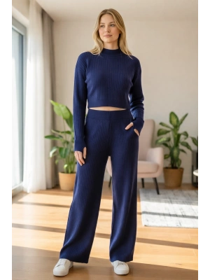 Fitilli Triko Crop & Bol Paça Pantolon Takımı