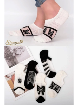 5 Çift Kadın Desenli Tül Çorap