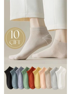 10 Çift Pamuklu Kadın Renkli Çorap