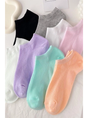 Unisex 8 Çift Renkli Soft Çizgili Çorap