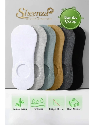 Unisex 6 Çift Bambu Yazlık Görünmez Çorap (Dikişsiz)