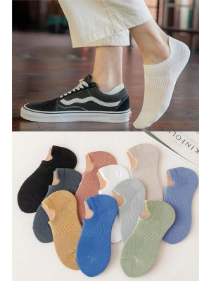 Unisex 10 Çift Görünmez Renkli Çorap