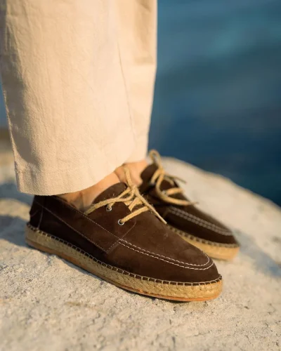 Fleur Hakiki Deri Acı Kahve Bağcıklı Espadril