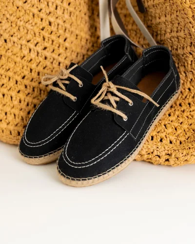 Sahra Erkek Suni Deri Siyah Bağcıklı Espadril