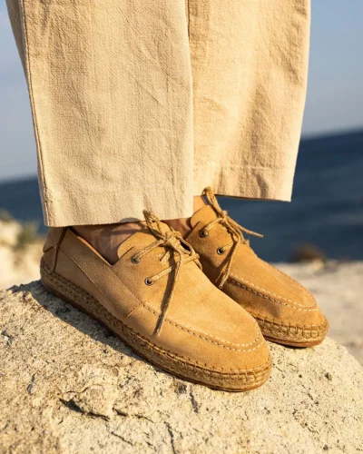 Fleur Hakiki Deri Bej Bağcıklı Espadril