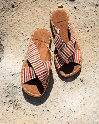 Zeta Renkli Çapraz Keten Erkek Terlik