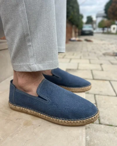 Daisy Erkek Suni Deri Mavi Lastikli Espadril