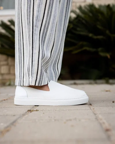 Erkek Beyaz triko günlük ayakkabı