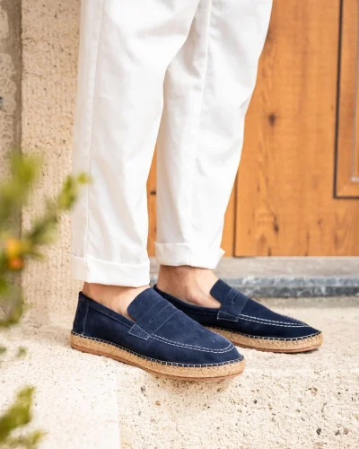 Rose Mavi Hakiki Deri Süet Loafer