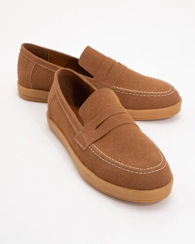 Freya Erkek Taba Deri tozu Loafer ayakkabı