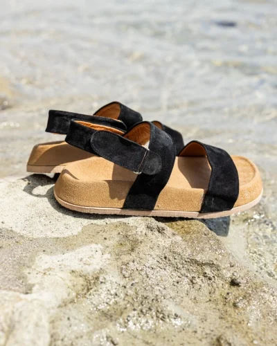 Farah Hakiki Deri Siyah Hafif Taban Erkek Sandalet