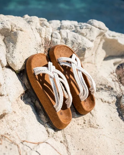 Maya Erkek Beyaz Pamuk İp Halat sandalet