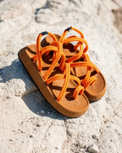 Enrico Turuncu Doğal Pamuk İp Halat Erkek Sandalet