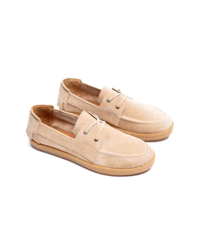 Erkek Hakiki Deri Bej Bağcıklı Püskül Detaylı Kauçuk Taban Günlük Ayakkabı