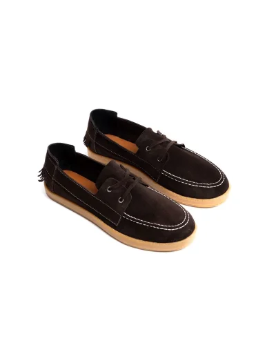 Erkek Hakiki Deri Acı Kahve Bağcıklı Püskül Detaylı Kauçuk Taban Günlük Ayakkabı