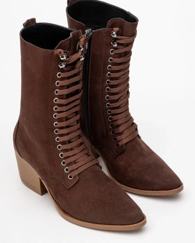 Maria Kadın Acı Kahve Süet Bağcıklı Postal Western Dallas Bot