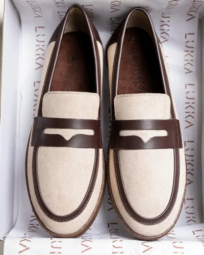 Livya Erkek Bej Süet Garnili Loafer Ayakkabı