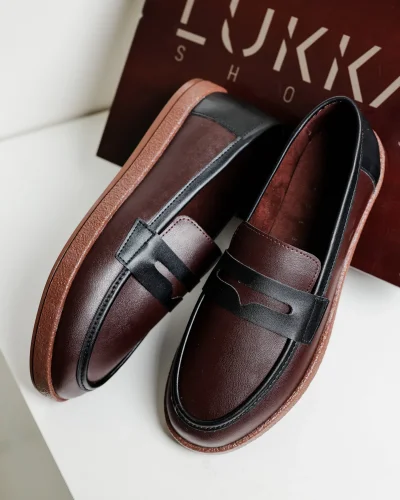 Livya Erkek Acı Kahve Garnili Suni Deri Loafer Ayakkabı