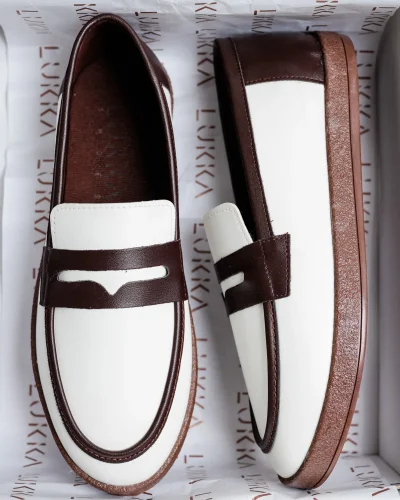 Livya Erkek Beyaz Garnili Suni Deri Loafer Ayakkabı