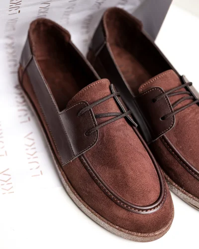 Rosa Erkek Acı Kahve Süet Garnili Bağcıklı Loafer Günlük Casual Ayakkabı
