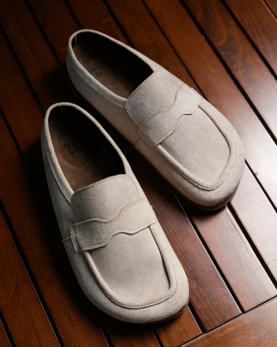 London Erkek Bej Süet Loafer Sabo Loafer Terlik Ayakkabı