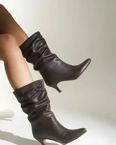 Greek Kadın Acı Kahve Cilt Körüklü Bot