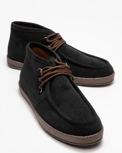 Amy Erkek Siyah Süet Bağcıklı Golf Ayakkabı Bot