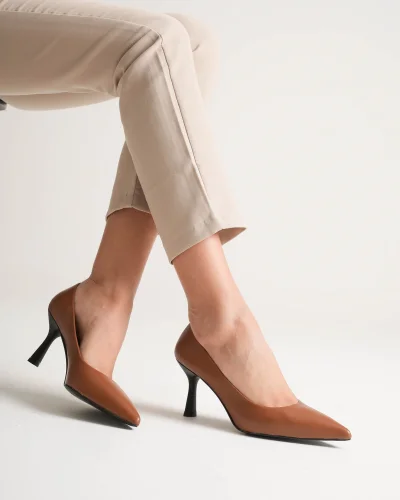 Kadın Adal Taba Hakiki Deri İç Dış 11cm Topuklu Stiletto