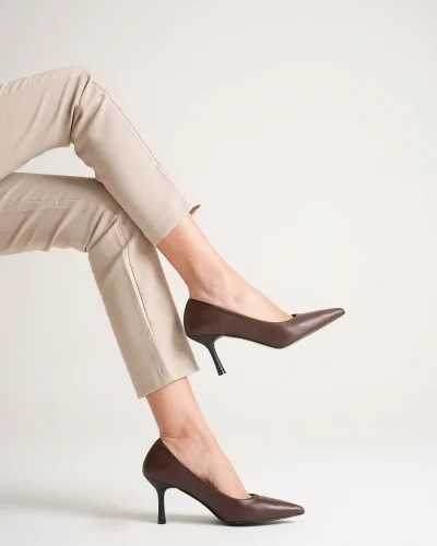 Kadın Adal Acı Kahve Hakiki Deri İç Dış 11cm Topuklu Stiletto