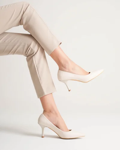 Kadın Adal Bej Hakiki Deri İç Dış 11cm Topuklu Stiletto