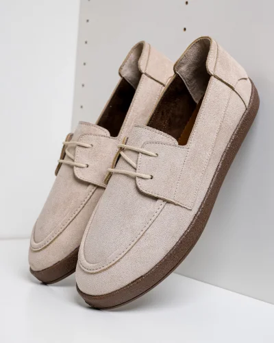 Rosa Erkek Bej Süet Bağcıklı Loafer Günlük Casual Ayakkabı