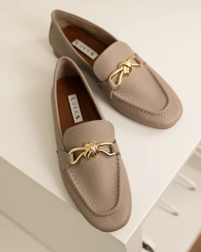 Hakiki Deri Cameron Kadın Vizyon Metal Tokalı Loafer Babet