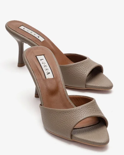 Hakiki Deri Aria Kadın Vizyon Tek Yüz Topuklu Terlik